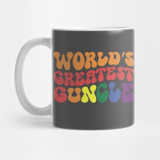 World's Greatest Guncle - groovy retro font – - lgbt gay uncle Guncle's Day  humorous brother gift Mug